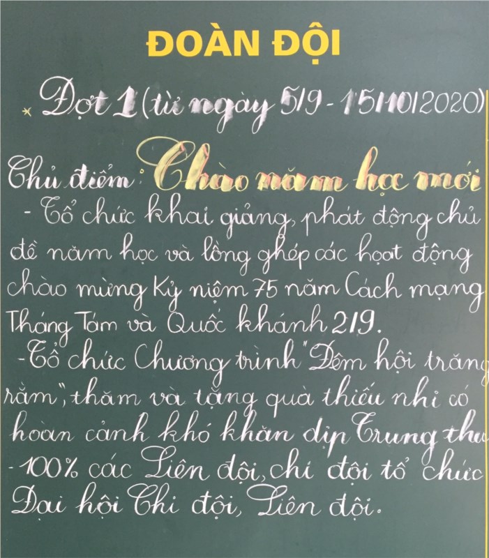 Tin đoàn đội đợt 1 từ ngày 5/9/2020 đến 15/10/2020) Chủ điểm  Chào năm học mới 